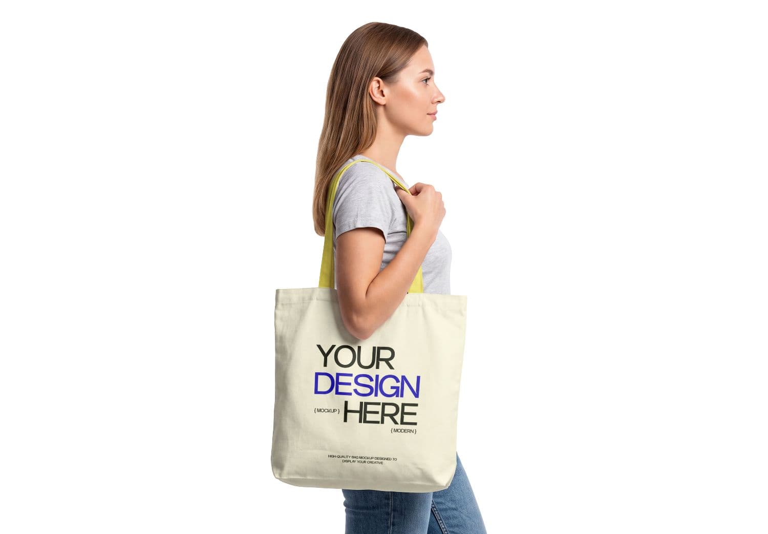 Tote Bag Mockup with Woman Model for Branding and Design
