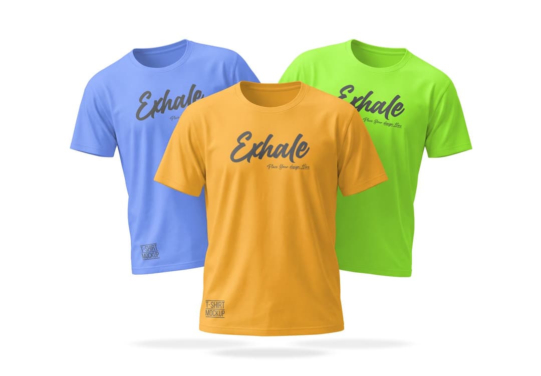 Triple T-Shirt Product Mockup with Overlapping Front Views
