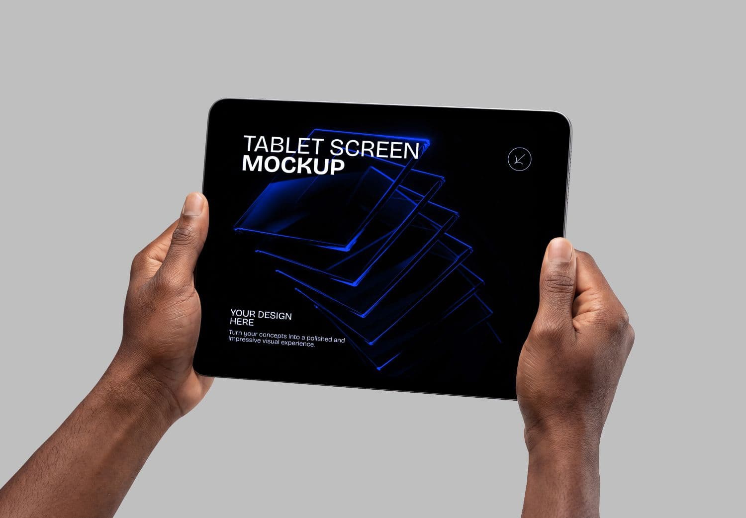 Landscape Tablet Mockup with Handheld Screen Presentation