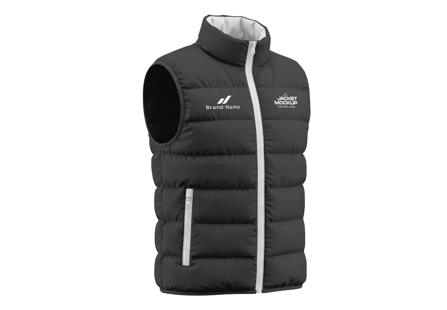 Black Quilted Vest Jacket Mockup for Outdoor Apparel Branding