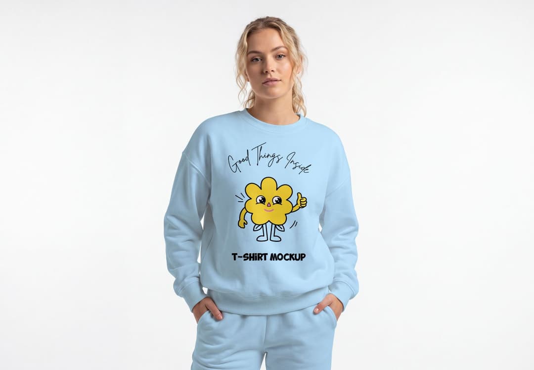 Women's Sweatshirt Mockup on Female Model in Front View