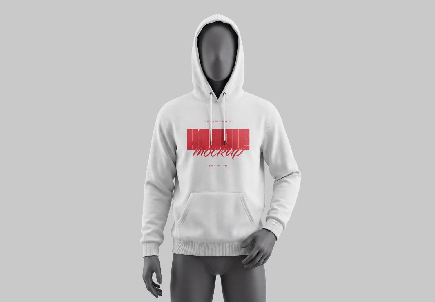 White Hoodie Mockup on a Faceless Mannequin with Red Chest Graphic