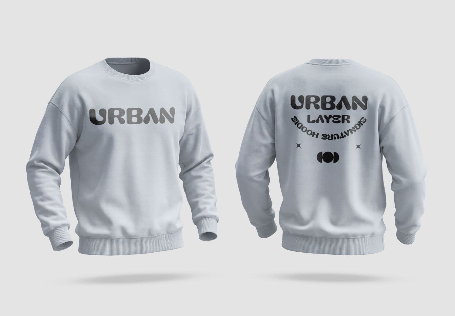 Floating Sweatshirt Mockup Showing Front and Back Views