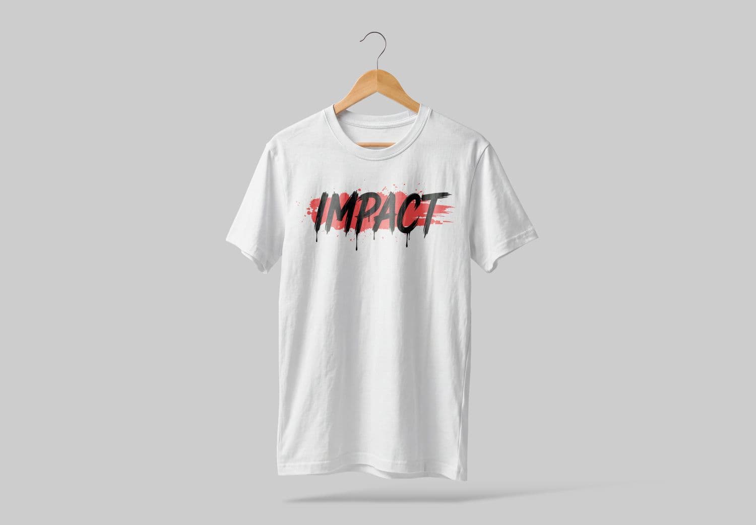 Hanging White T-Shirt Mockup on Wooden Hanger for Apparel Branding