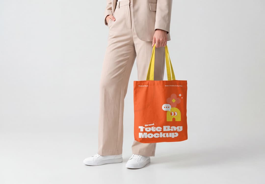 Tote Bag Mockup Held by a Standing Model