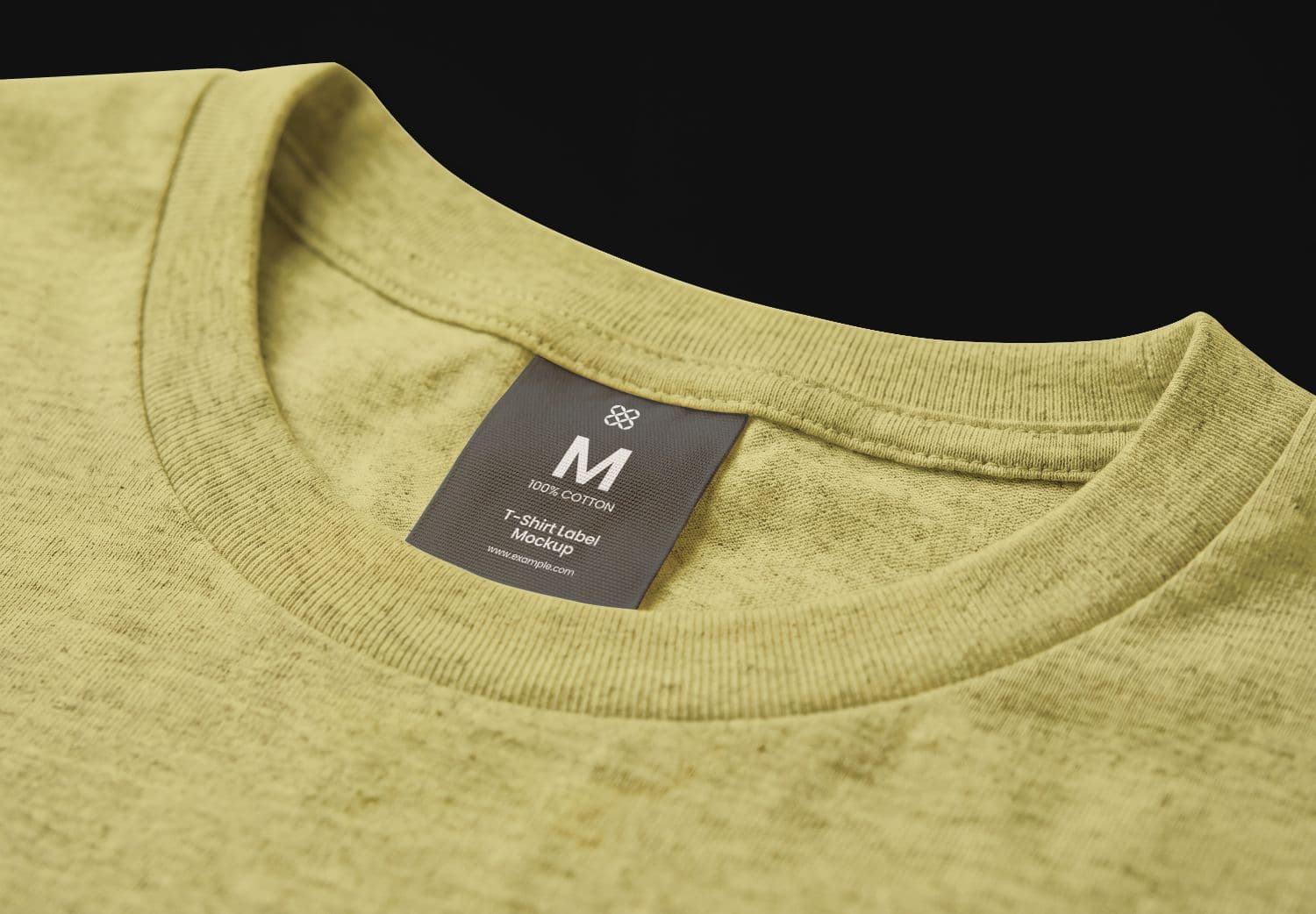 Close-Up T-Shirt Neck Label Mockup with Cotton Fabric Detail