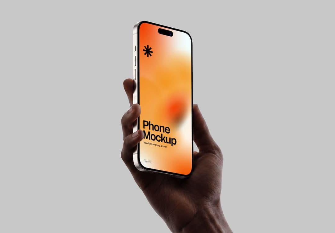 Close-Up Smartphone Mockup Held in Hand with Screen Display