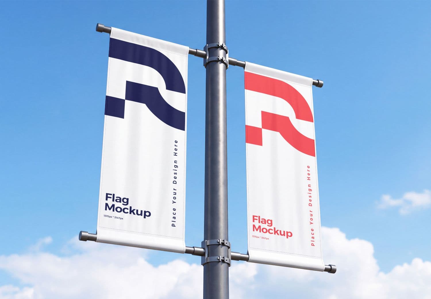 Outdoor Double-Sided Pole Banner Mockup for Brand Promotion