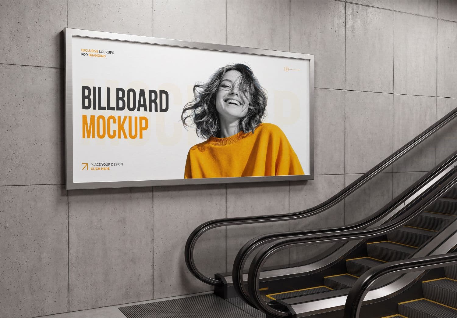 Horizontal Advertising Billboard Mockup in a Modern Interior