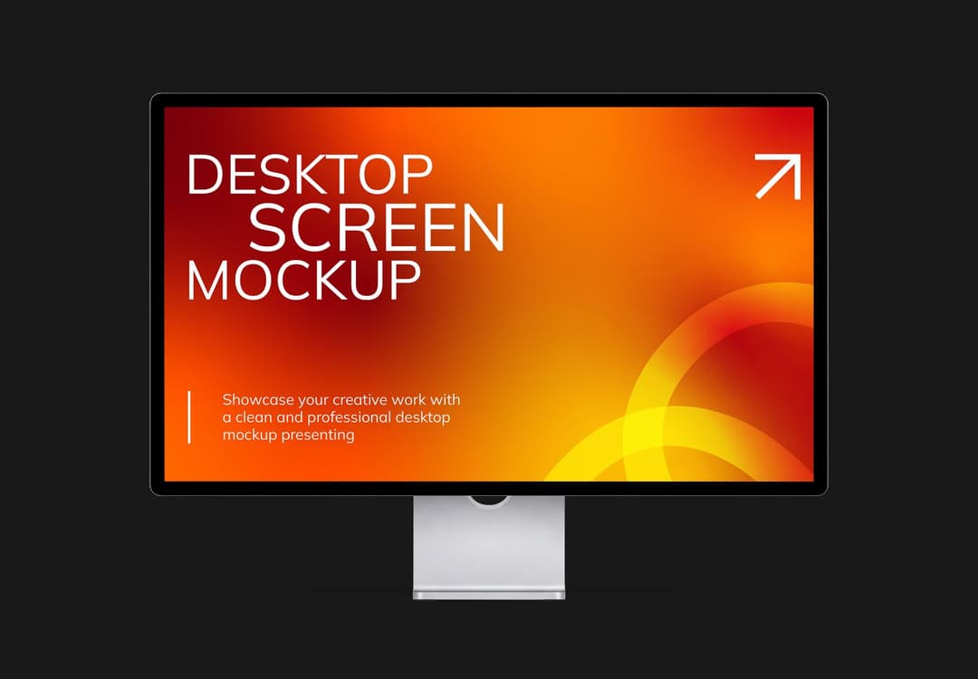 Front View Computer Screen Mockup on a Black Background