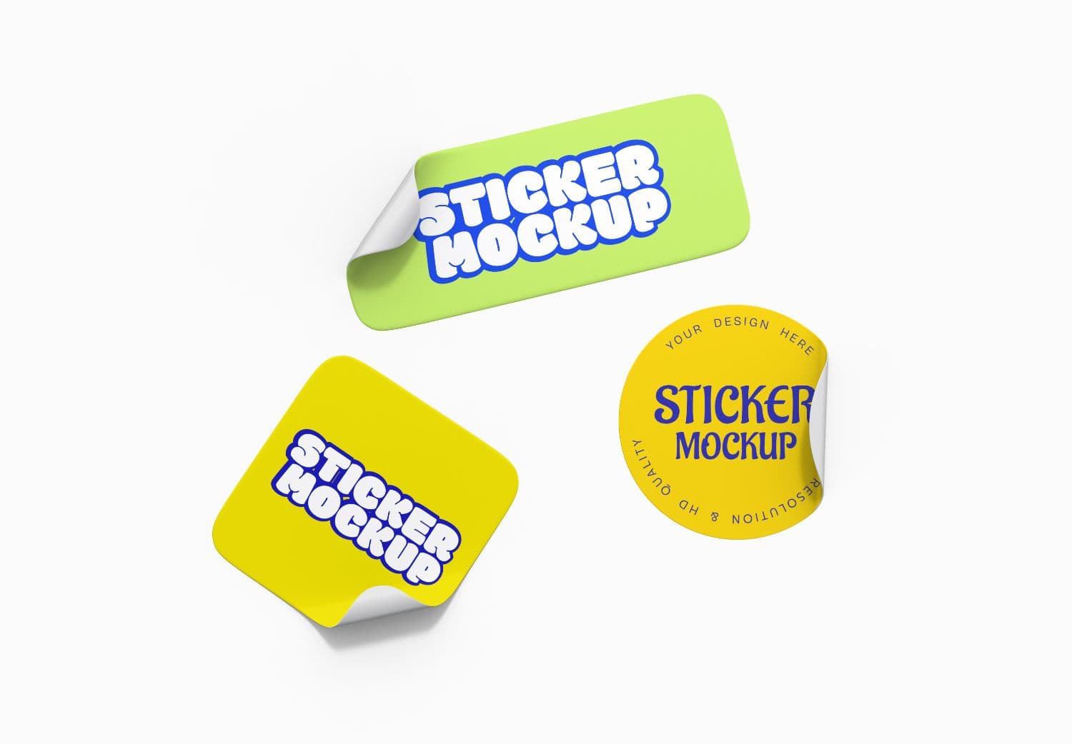 Vibrant Sticker Mockup Set for Branding Design