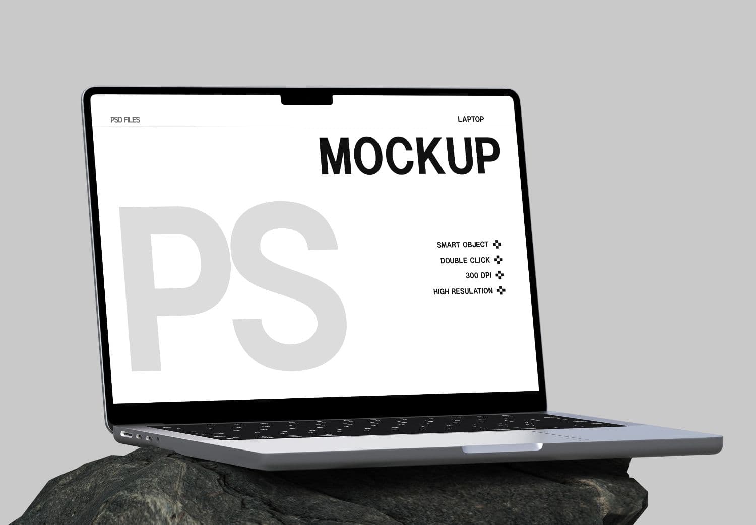 Minimalist Laptop Mockup — Rock Base