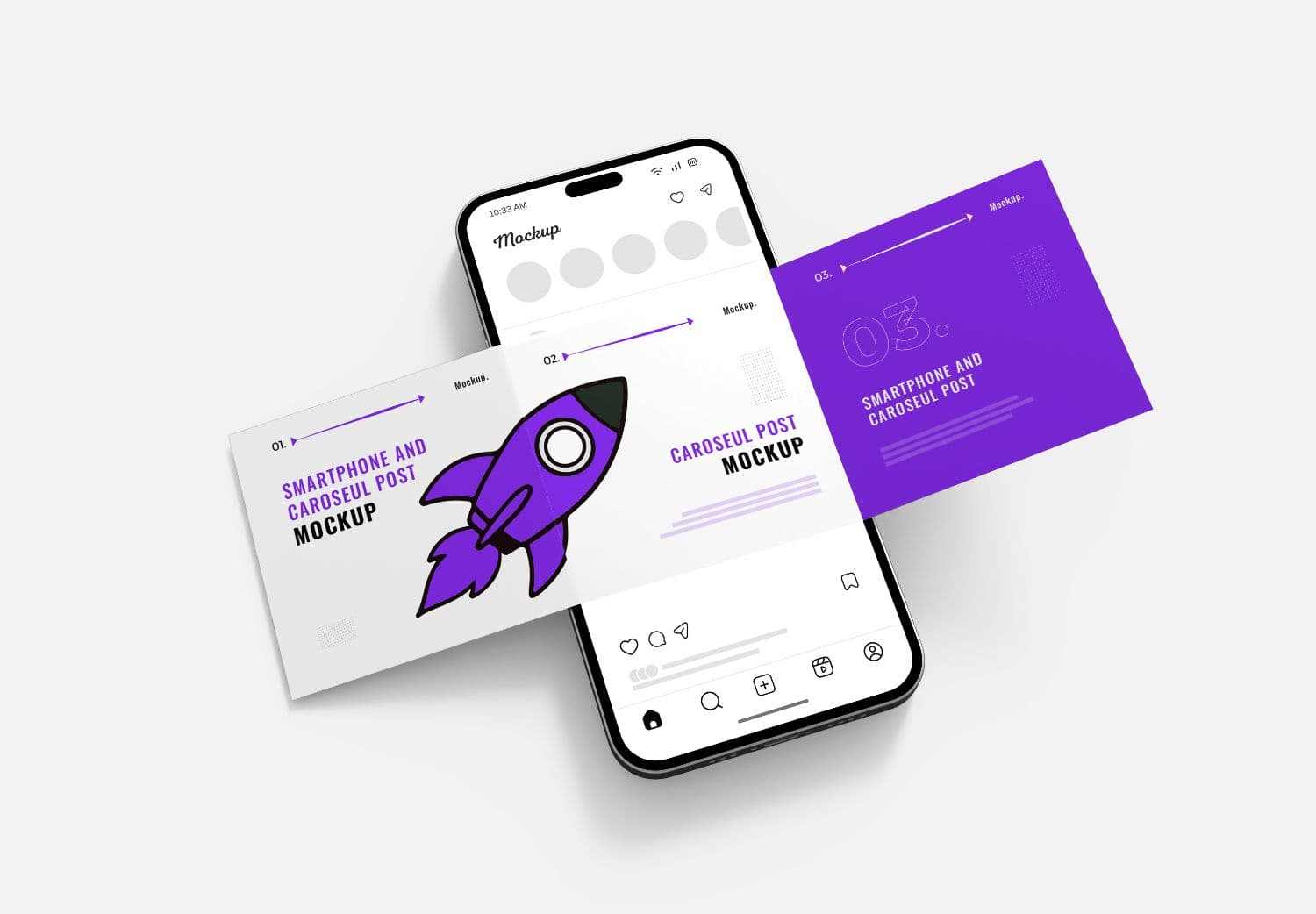Purple Rocket Carousel Mockup — iPhone