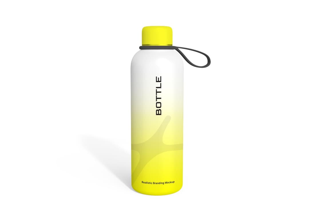 White & Yellow Gradient Water Bottle Mockup - Minimalist Branding Template