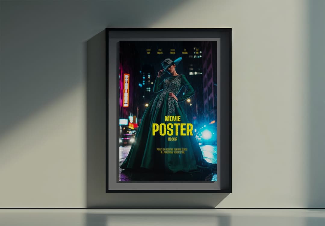 Framed Movie Poster Mockup - Editable PSD Template