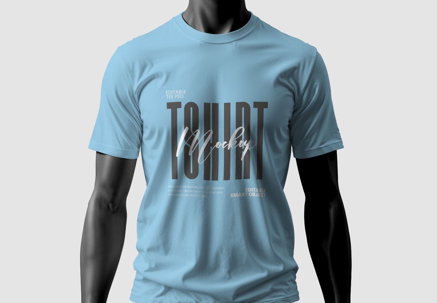 Light Blue T-Shirt Mockup - Editable PSD Template