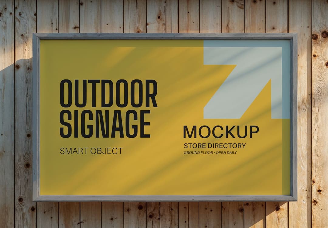 Yellow Outdoor Signage Mockup - Editable PSD Template