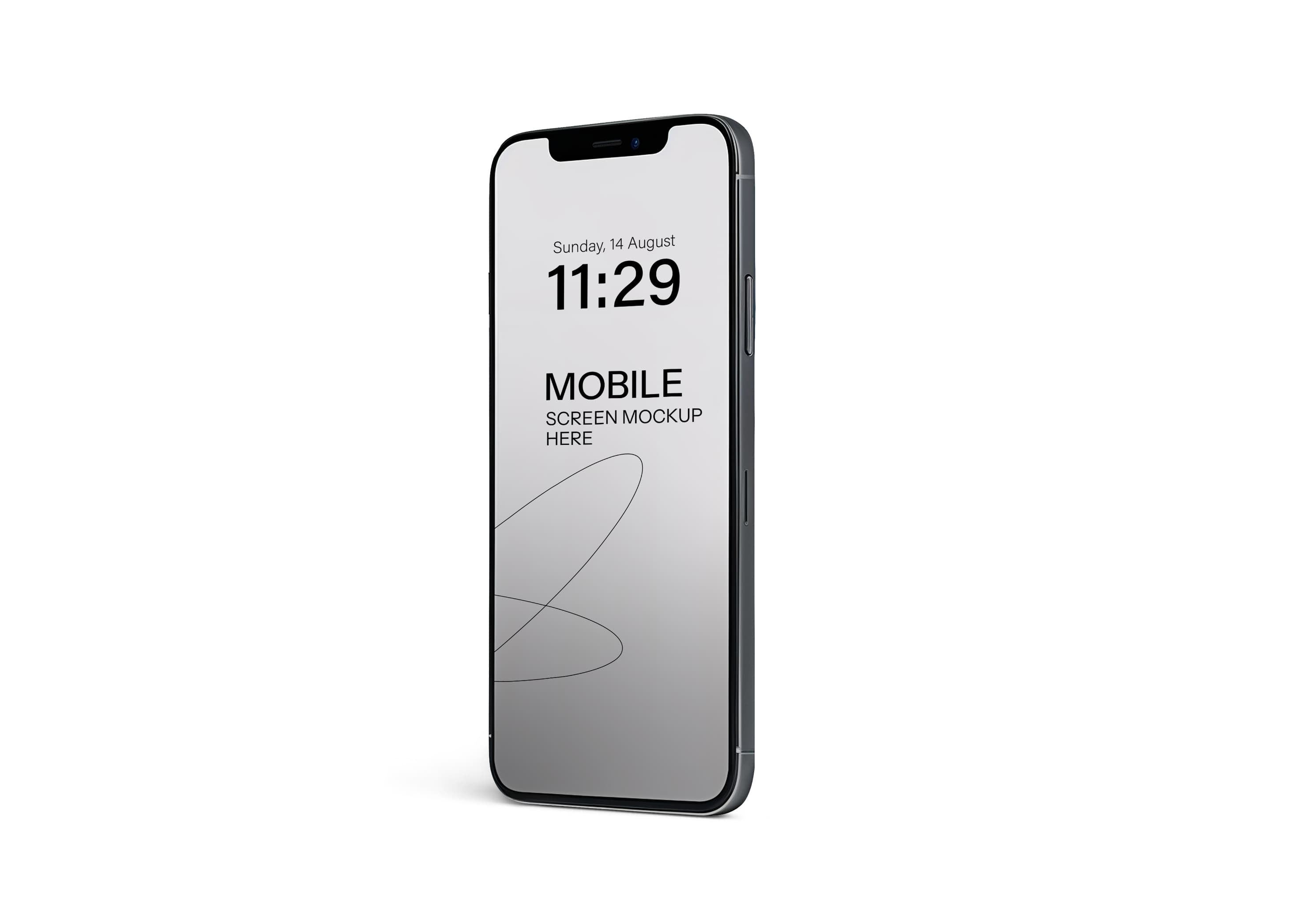 iPhone 12 Mockup – Minimalist Gray Screen on Pure White Background