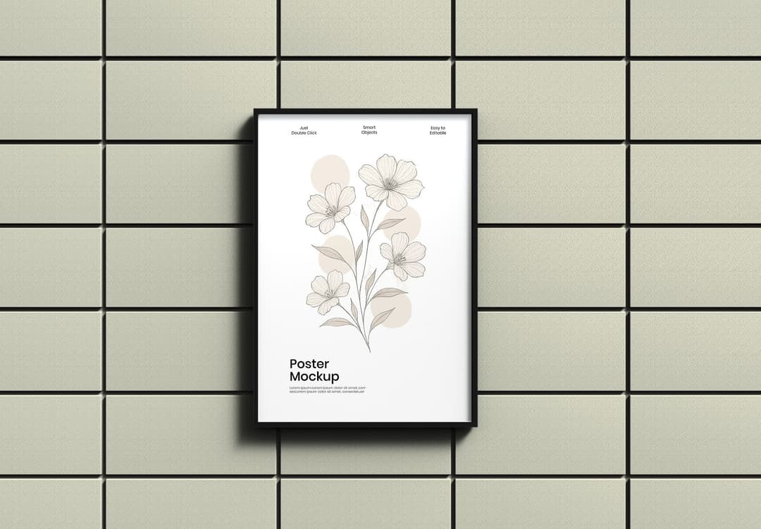 Minimalist Framed Poster Mockup - Tiled Wall Art Template