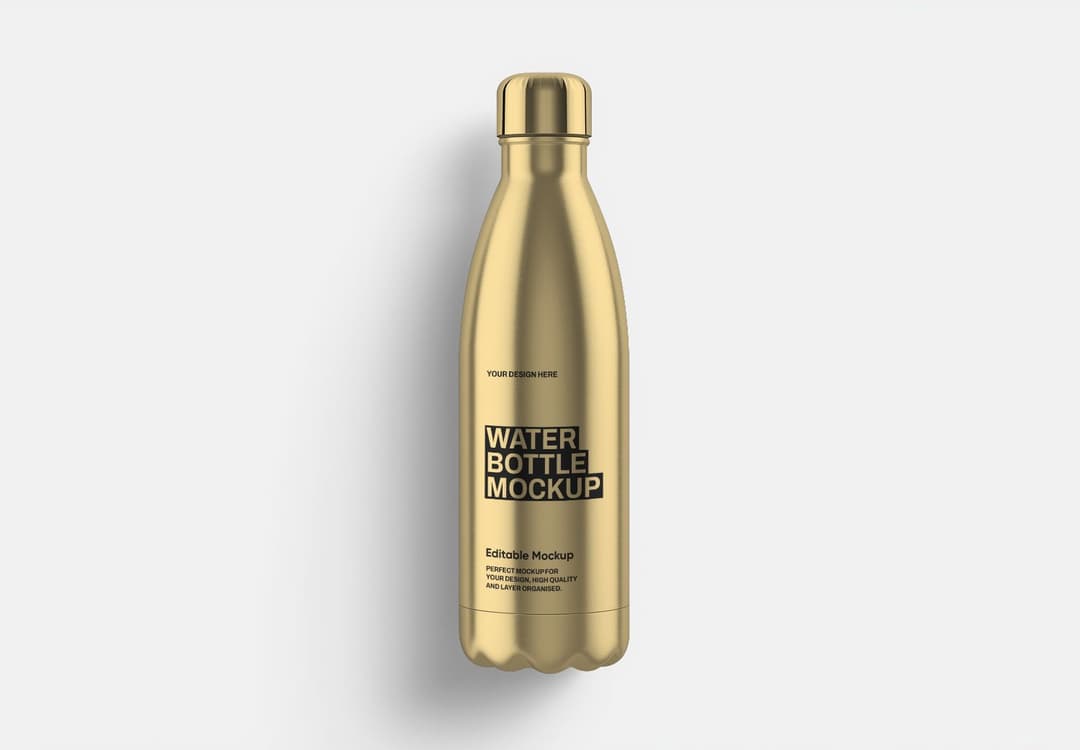 Luxury Gold Water Bottle Mockup - Premium Branding Template