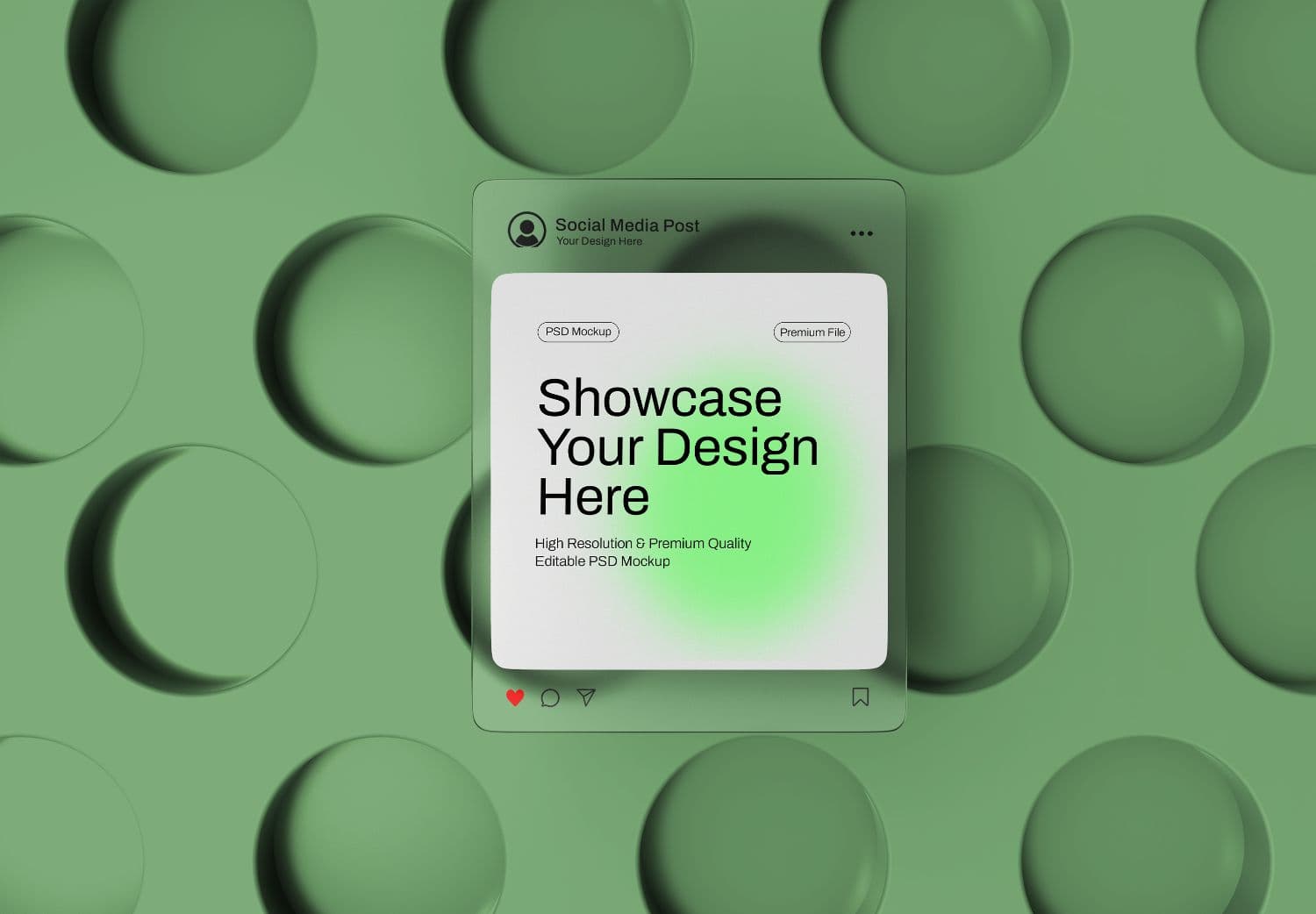 Social Media Post Mockup on Green 3D Background | Instagram Feed Template