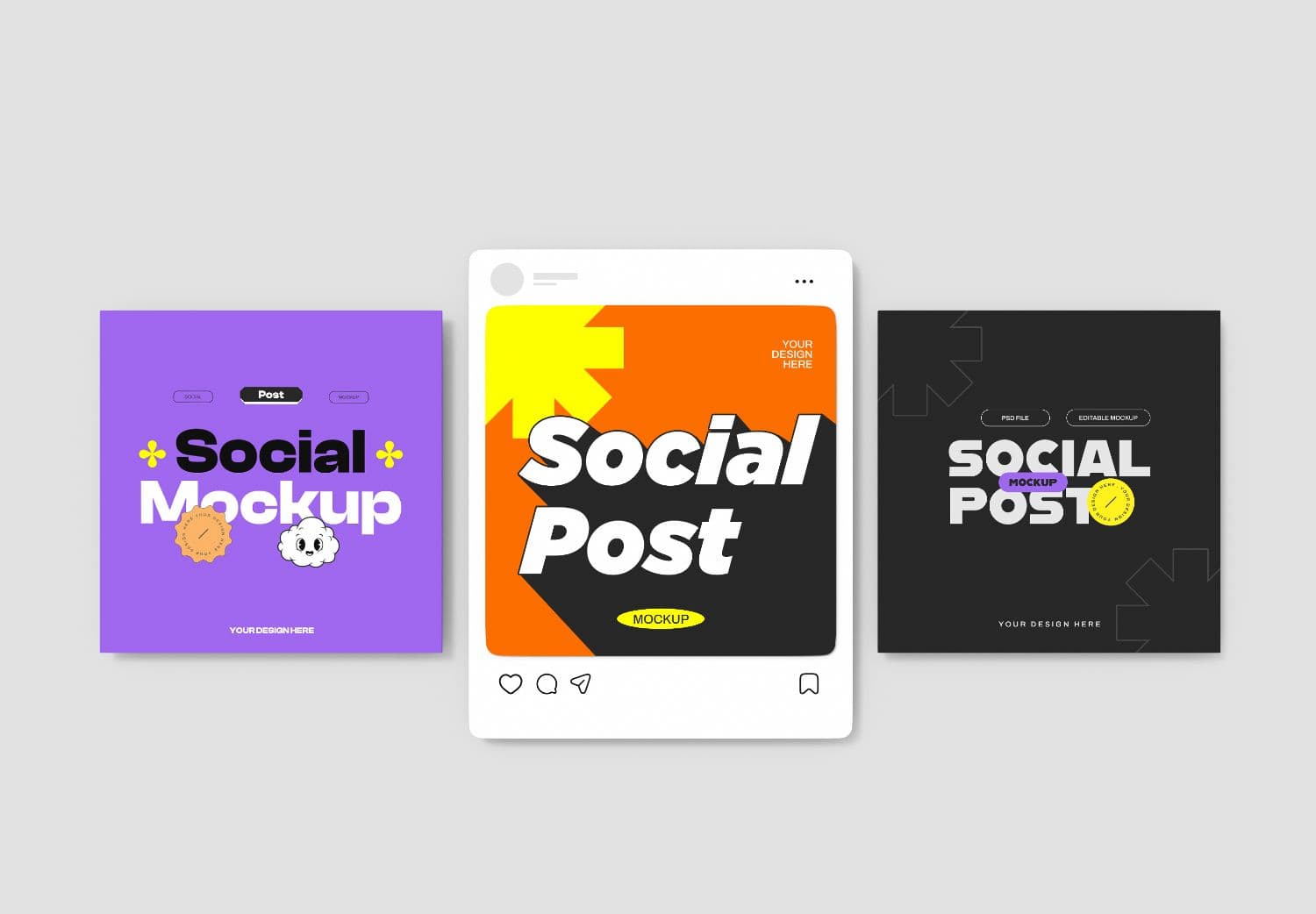 Social Post Mockup Template for Instagram, Facebook & Twitter