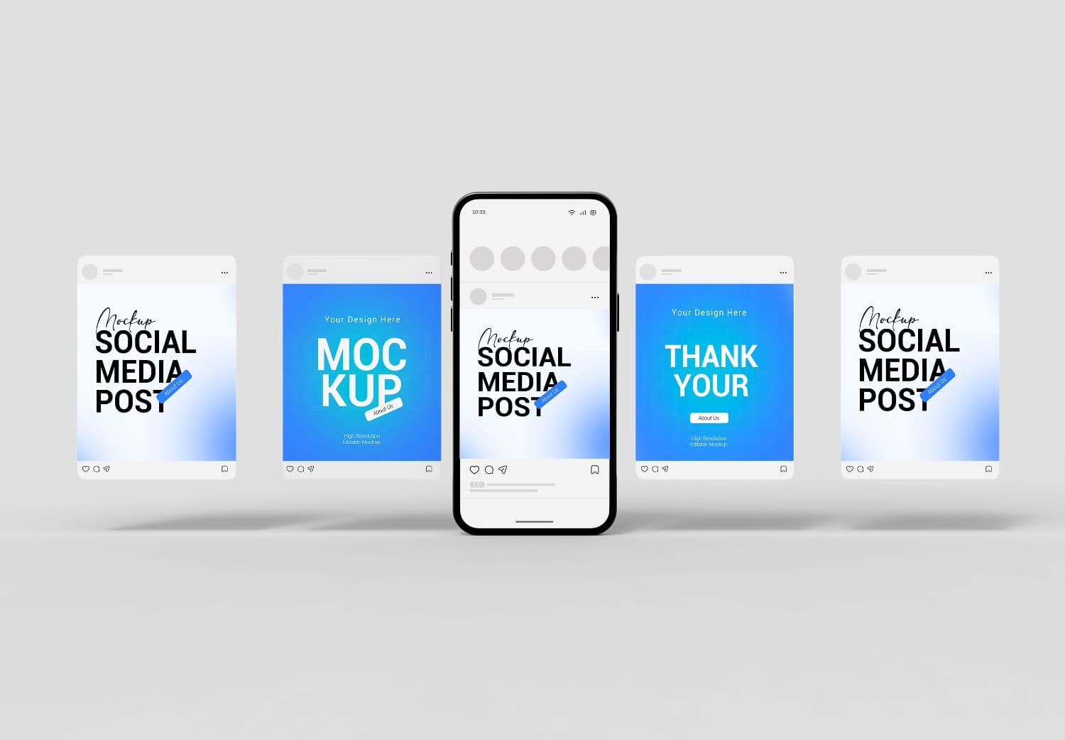 Blue Social Media Post Mockup – High Quality PSD for Instagram & Mobile Feeds