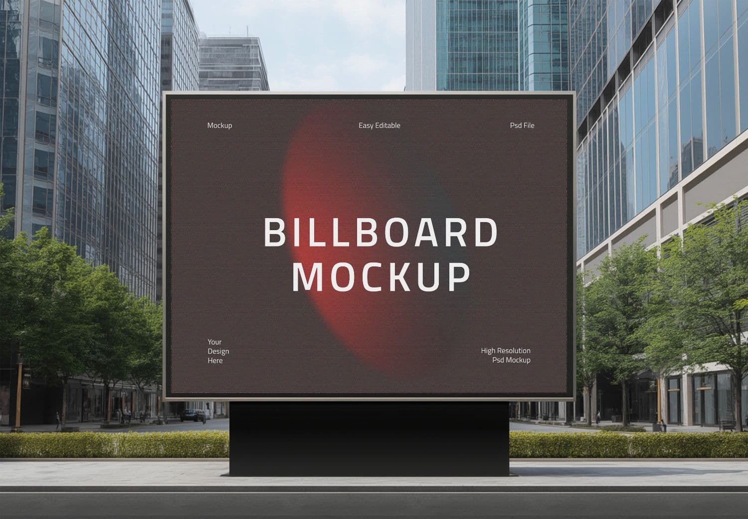 Dark Billboard Mockup – City Street Advertising Template