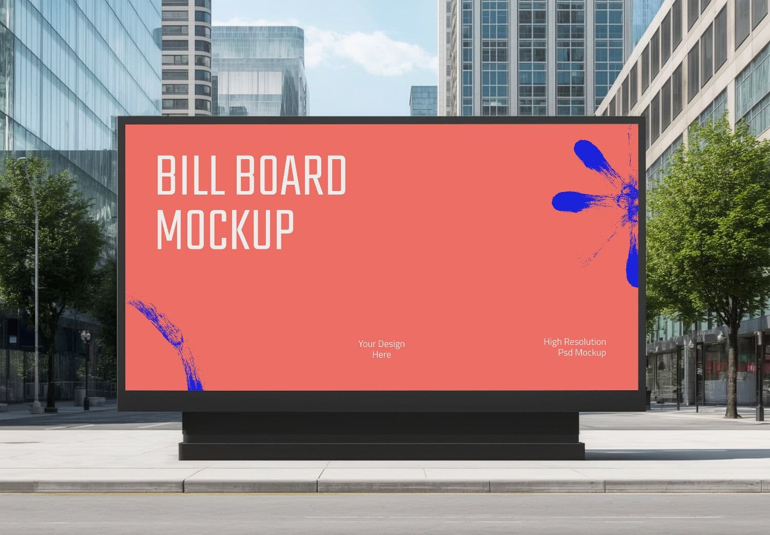 Coral Billboard Mockup – Bold Urban Advertising Template
