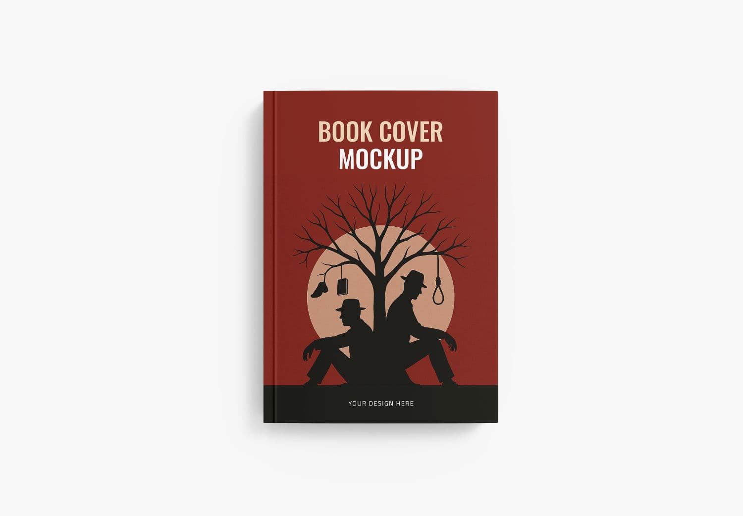 Red Book Cover Mockup with Silhouette Art