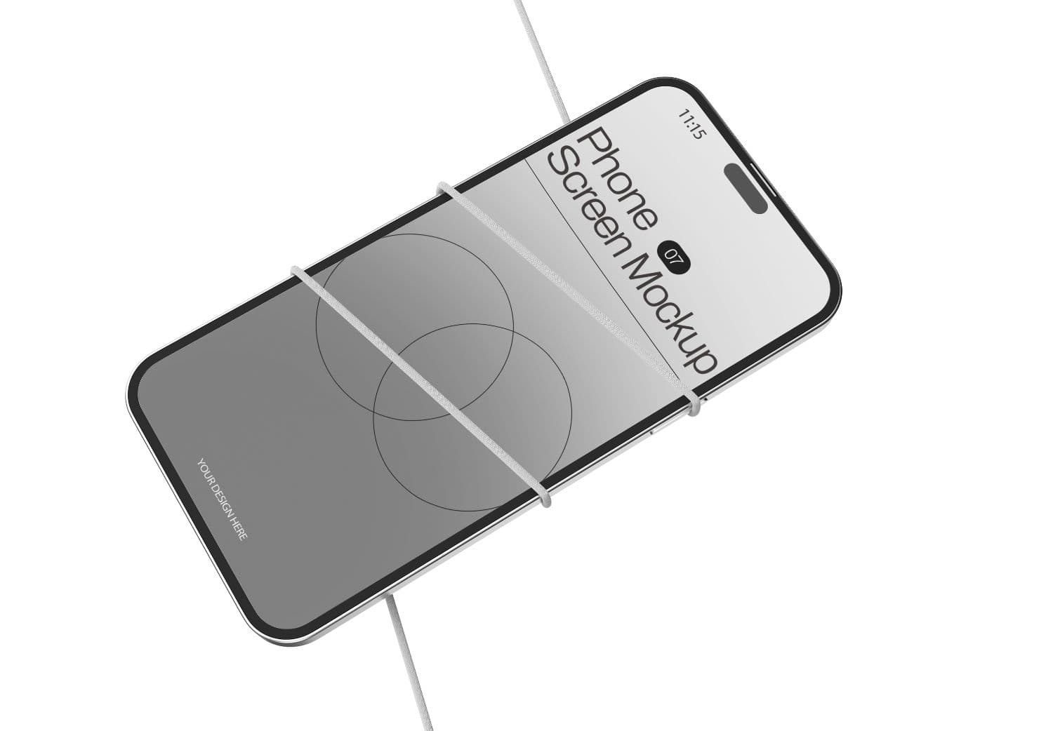Floating iPhone Screen Mockup – Minimalist Wireframe Template