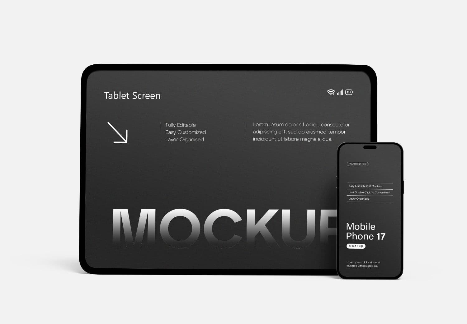Premium Tablet & Phone Mockup Set PSD for Responsive UI Presentations