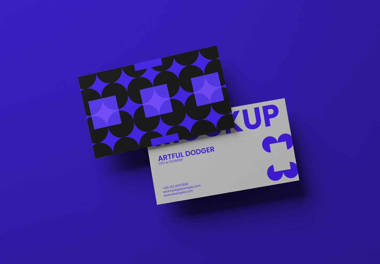 Purple Business Card Mockup – Geometric Pattern Design