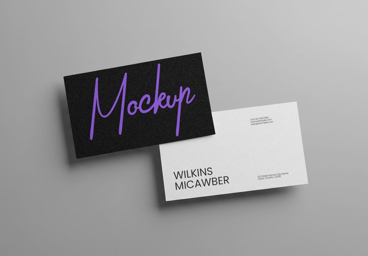 Minimal Business Card Mockup – Purple Script Design