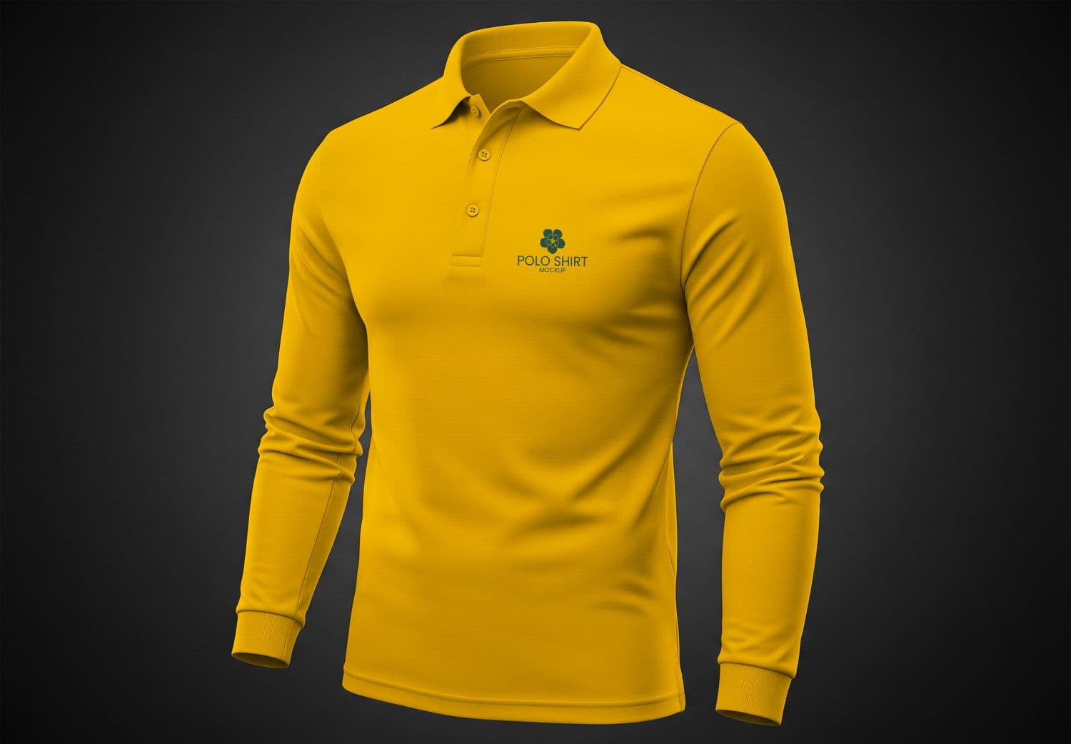 Yellow Long Sleeve Polo Mockup – Bold Chest Logo Design