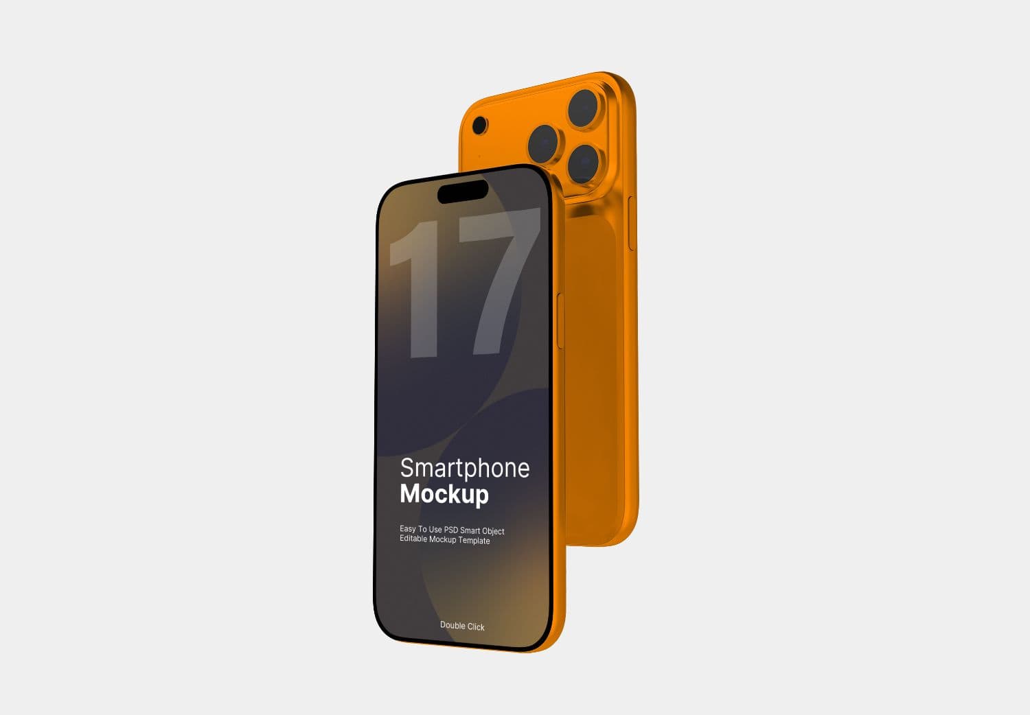 Orange Smartphone Mockup – Dual View Design Template