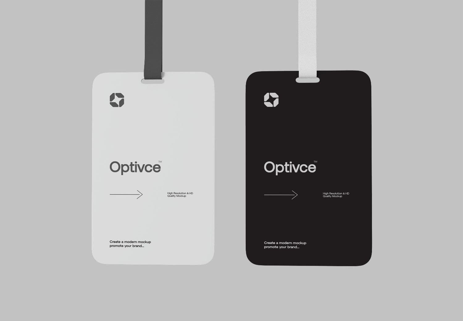 High Quality Luggage Tag Mockup Set - White & Black Double-Sided Design