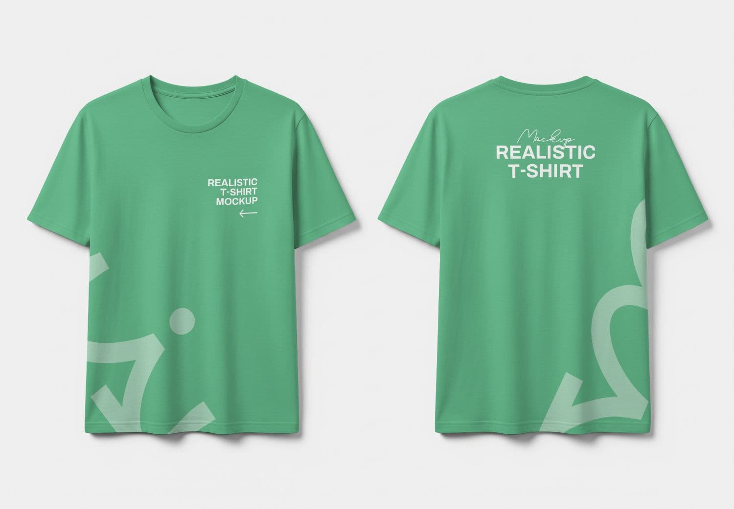 Green T-Shirt Mockup - Front & Back Realistic Design Template