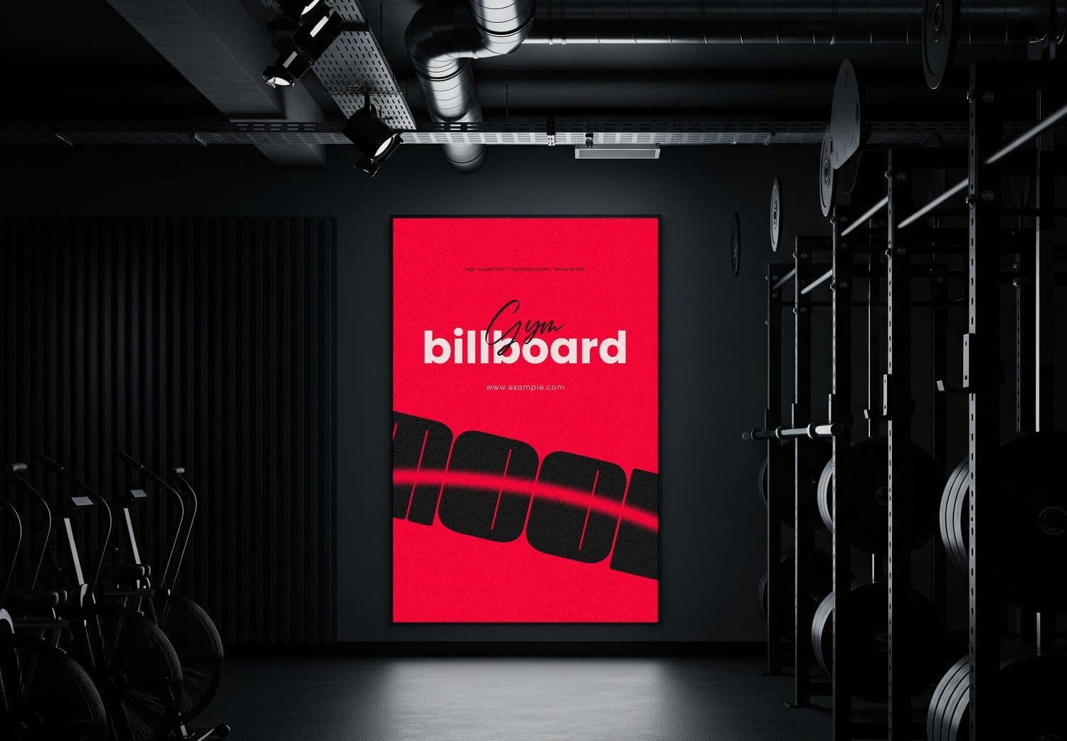 Gym Billboard Mockup - Fitness Center Wall Display Template