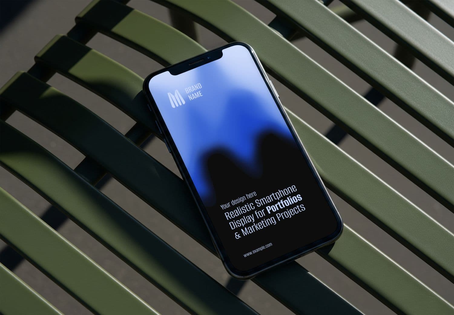 Smartphone Mockup on Green Bench