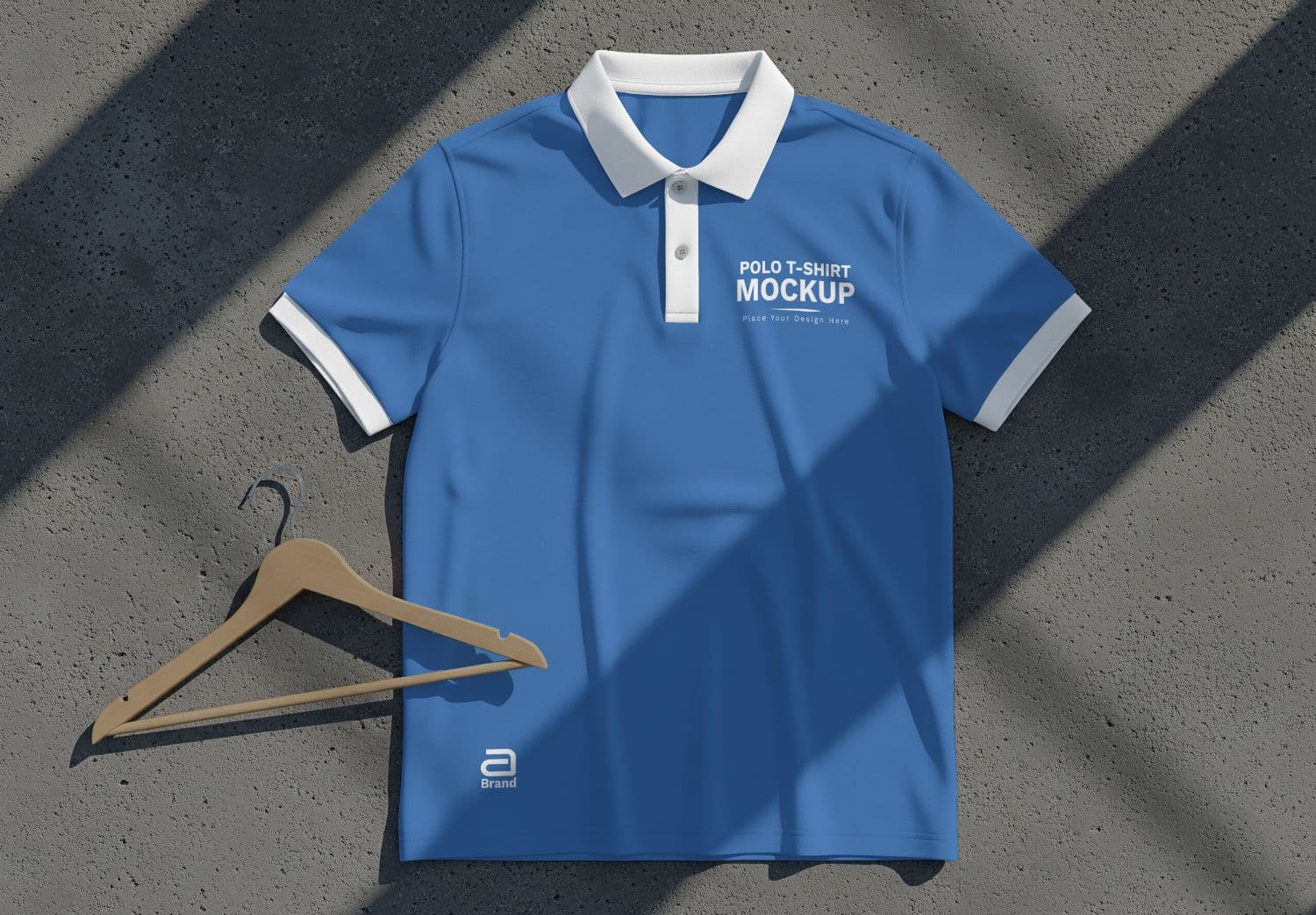 Blue Polo Shirt Mockup with Hanger