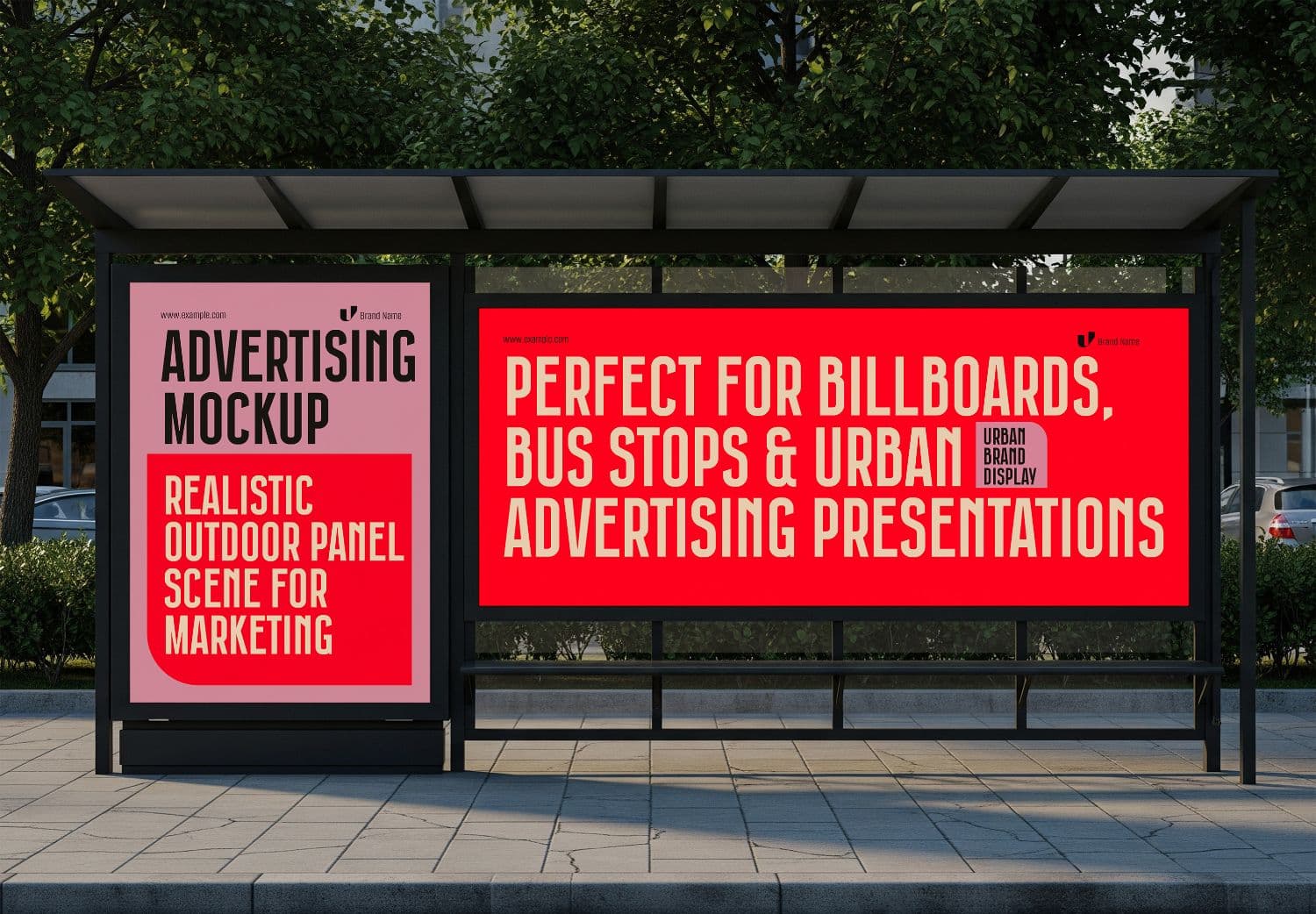 Bus Stop Advertising Mockup for Outdoor Branding Displays