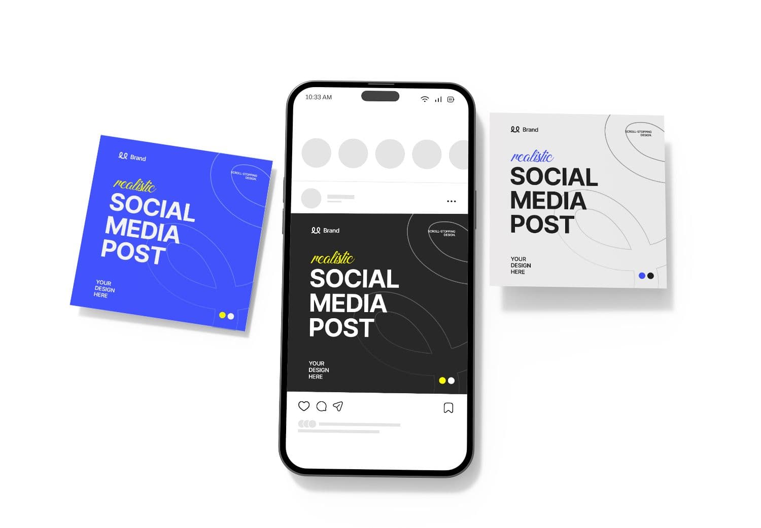 Social Media Post Mockup Templates with iPhone 15 Pro Display