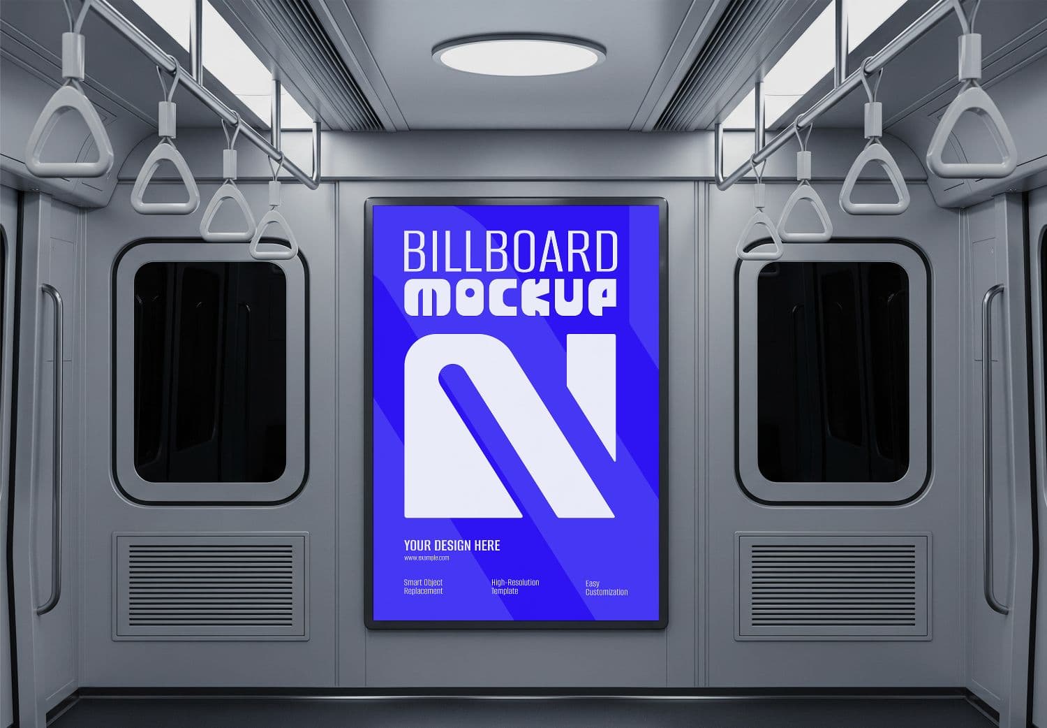 Subway Train Interior Billboard Mockup for On-the-Go Ad Design