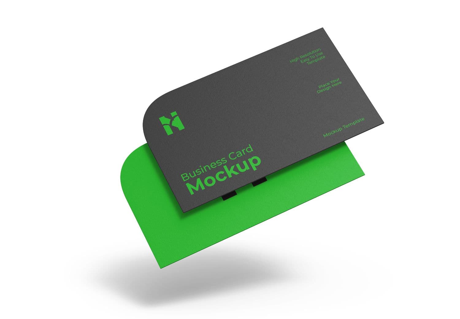 Floating Business Card Mockup with Green Accent
