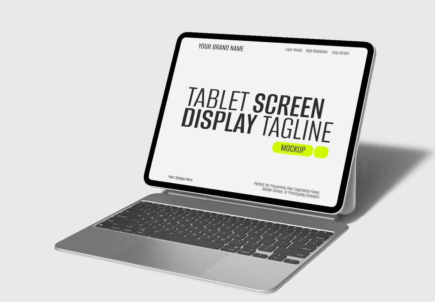 Tablet Screen Mockup with Keyboard Base