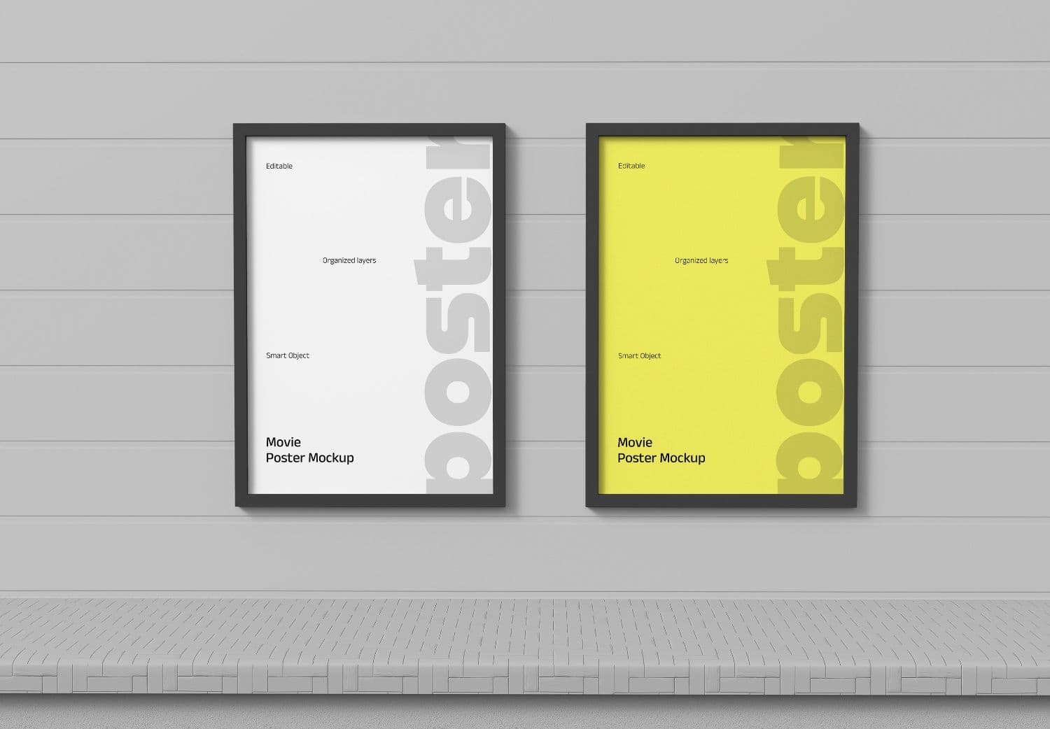 Movie Poster Mockup in Black Frame Sets