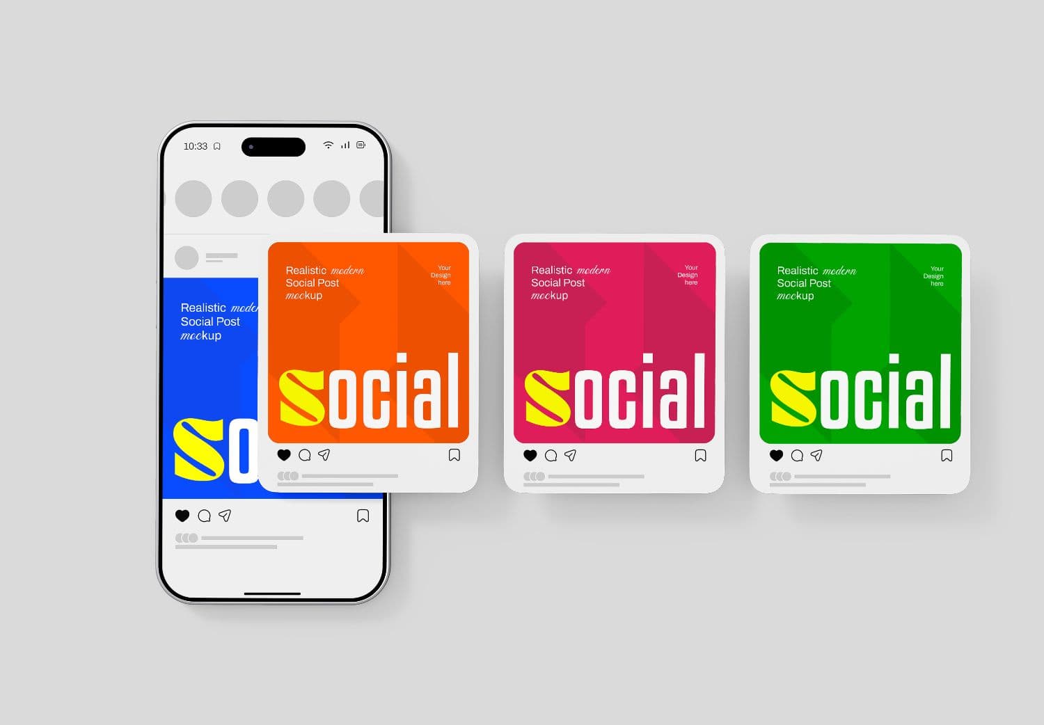 Social Media Post Mockup for iPhone Feed