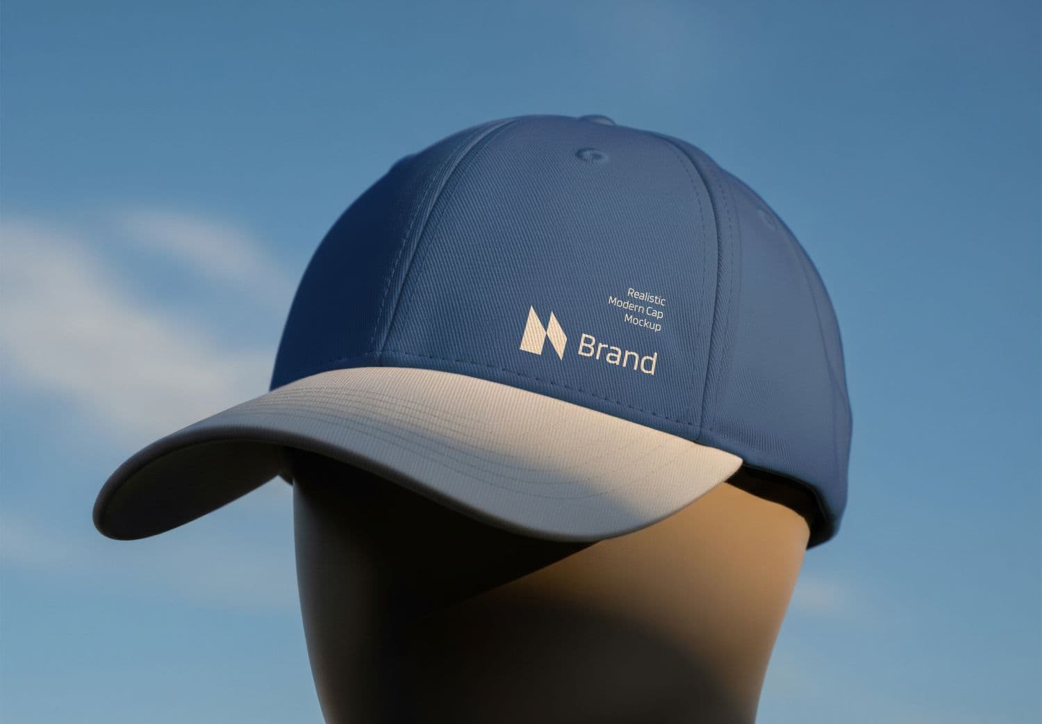 Blue Two-Tone Baseball Cap Mockup Design