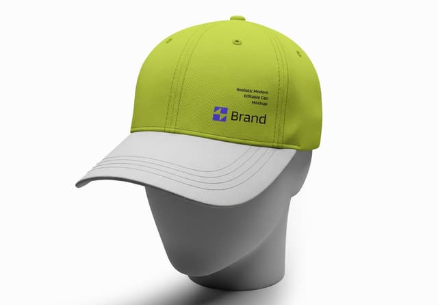 Lime Green Two-Tone Baseball Cap Mockup